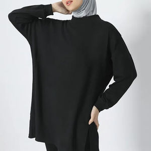 Ensemble de sweats à capuche et de sweat-shirts décontractés pour femmes, mode modeste, dernier design islamique, tricot imprimé, vêtements 100% coton, hiver - Product Image 2