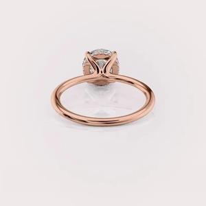 IGI Certified Round Lab Created Diamond Engagement <b>Ring</b> 14K White / Rose & Yellow Gold Hidden Halo Bridal <b>Ring</b> - Product Image 3