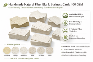 Handmade Natural Fiber Blank Business Cards Coated Aseptic 400 GSM Eco Friendly Textured Jute Hemp Paper - Product Image 6
