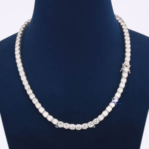 Custom Tennis Chain Jewelry 925 Sterling Silver 6 MM White D Color Round Cut Moissanite <b>Diamond</b> <b>Necklaces</b> <b>For</b> Women - Product Image 2