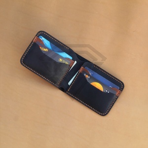 Porte-cartes en cuir pliant de haute qualité sac à main portefeuille court noir Unique pour hommes et femmes Type de fermeture ouverte - Product Image 3