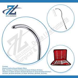 Ensemble de dilatateur de son urétral Guyon Instruments chirurgicaux de base 25cm 18 dilatateur de charr en acier inoxydable fabriqué au Pakistan - Product Image 4