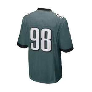 Maillot de football américain personnalisé vert foncé noir blanc avec numéros col en V manches courtes en mesh uniforme d'équipe vêtements de sport personnalisés - Product Image 3