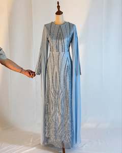 Vestido de Noche Largo Azul Rey de Lujo con Silueta de Sirena, Elegante Adorno de Cristal de Swarovski, Transpirable para Eventos Especiales - Product Image 1