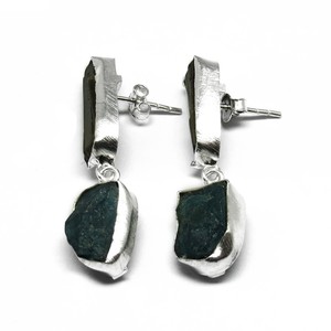 Amazing Design Bohemian Style Tourmaline Apatite 925 Sterling <b>Silver</b> <b>Cuff</b> <b>Earrings</b> Rough Stone Certified <b>Silver</b> Jewelry - Product Image 2