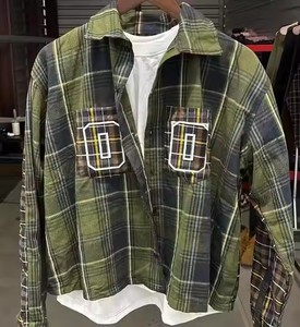 Chemise décontractée pour homme en flanelle à col carré boutonné avec logo personnalisé en deux couleurs - Product Image 1