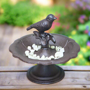 Estatua de pájaro de latón AK Comedero de pájaro de metal en acabado marrón rústico Comedero de pájaro decorativo para acentos de decoración exterior - Product Image 3