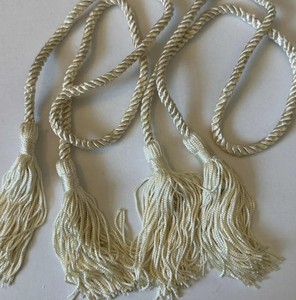 Attache de rideau en coton rayonne et lin ivoire avec pompon, attache de rideau Conso, nouveau - Product Image 4