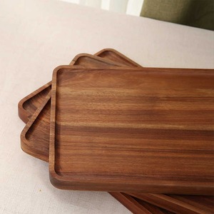 Bandeja de servicio de madera de acacia para desayuno, cena, café, té, elegante plato de madera para uso diario - Product Image 2