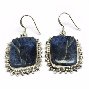 Increíble! Pendientes de Plata de Ley 925 con Sodalita, Hechos a Mano, Estilo Bohemio, Joyería Cristiana Unisex, Venta al Por Mayor - Product Image 2