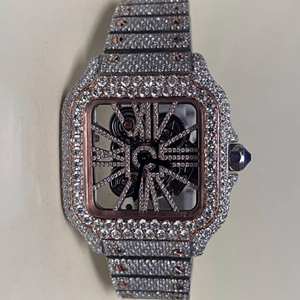 Reloj de Lujo Unisex con Cristal de Diamante, Correa de Acero Inoxidable, Movimiento Mecánico Analógico, Reloj de Moda Premium Estilo Hip Hop, No Resistente al Agua - Product Image 2