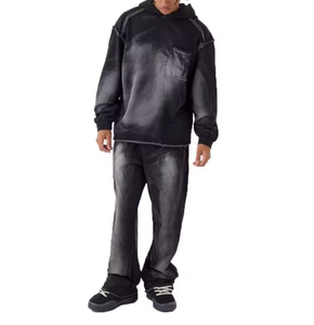 เสื้อสเวตเตอร์ผ้าระบายกรดสำหรับผู้ชายเสื้อสเวตเตอร์ผ้าสีพื้นไซส์ XL ลำลองฤดูหนาวออกแบบโลโก้ได้ตามต้องการสำหรับทุกเพศ - Product Image 1