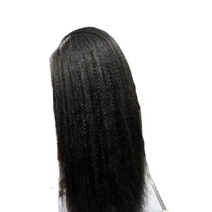 Precio al por mayor 12A clase Yaki rizado Color Natural cierre 6x6 HD encaje Bo Yaki peluca rizada para mujeres negras al por mayor