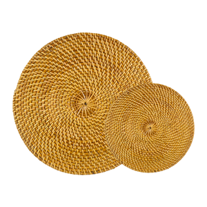 PLAQUETTES DE CHARGEUR EN ROTIN Tissées à la main de qualité supérieure Forme ronde Tailles et conceptions personnalisées Artisanat disponible - Product Image 1