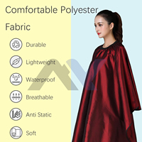 Cape de Barbier Professionnelle en Polyester avec Clip Métallique Réglable, Portable, Antistatique, pour Salon de Coiffure, Taille et Couleur Personnalisables, Couleur Vin