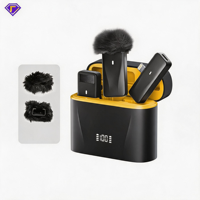 Microphone Lavalier Sans Fil Double avec Étui de Charge, Micro Cravate 2-en-1 Anti-Vent et Anti-Bruit pour Enregistrement Vidéo en Direct sur Téléphone
