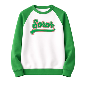 Sudadera Blanca 08 Soror con Mangas Raglán y Cuello Redondo, Sudadera Rosa y Verde para Mujeres de Hermandad Universitaria, Ropa Casual Elegante - Product Image 3