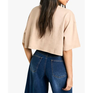 Camiseta con cuello redondo para mujer, ropa informal de alta calidad para mujer, camisetas de nuevo estilo, camisetas nuevas con logotipo personalizado - Product Image 6