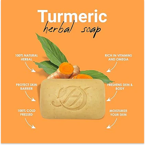 สบู่ขมิ้นออร์แกนิคแบรนด์ส่วนตัว ผลิตด้วยมือแบบสกัดเย็น สำหรับผิวเปล่งประกาย - Product Image 2