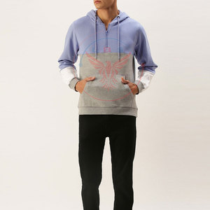 Hot Sale Unique Design Men's Winter Half-<b>Zip</b> <b>Hoodies</b> Solid Pattern Customized Breathable Durable Polyester/Cotton <b>Pocket</b> Design - Product Image 4