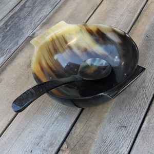 Handmade Ox Horn <b>Spoon</b> & Cutlery Set, Natural Horn Kitchenware Tableware at Affordable Prices | Rustic Flatware Collection - Product Image 1