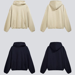 Wholesale Men's Customized <b>Hoodies</b> Solid-Colored Loose-Fit with Hooded Collar and Plus-Fleece for Autumn Season for <b>Couples</b> - Product Image 5