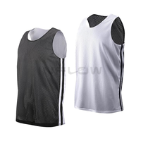 Jersey basket dapat dibalik Jersey bola basket atletik jaring tunggal untuk tim Scrimmage