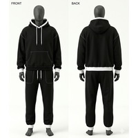 Ensemble de survêtement noir à capuche pour homme, sweat-shirt et pantalon de jogging longs, couleur unie, tenue décontractée, Trackstar OEM Private Label