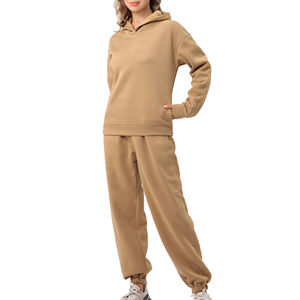 Conjuntos de mujer holgados de algodón 100% de calidad superior al por mayor, trajes para correr, ropa de entrenamiento, chándales ajustados de gran tamaño, chándal - Product Image 1