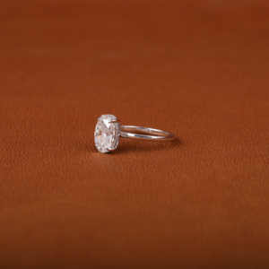 Anillo de compromiso chapado en oro macizo de 14 quilates, estilo clásico de lujo, certificado IGI, corte ovalado, laboratorio, pequeño bisel de diamante, anillos finos - Product Image 2