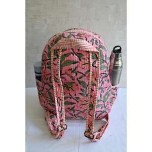 Sac à dos miniature en coton matelassé fait main léger, imprimé floral indien, style bohème, avec fermeture éclair, pour le camping, l'usage quotidien, unisexe, tous - Product Image 5