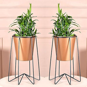 Soporte de metal para macetas con cubo de tamaño pequeño, dorado, estándar, 2 piezas - Product Image 1