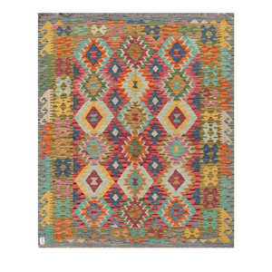 Alfombra Kilim de Maimana, Afganistán, 195 x 162 cm, Alfombras y Juegos de Alfombras - Product Image 1