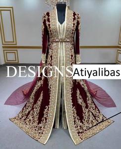 Robe caftan Takchita marron à broderies lourdes 2025, ornée de perles de cristal, de pierres, de perles et de travail manuel Dabka - Product Image 2