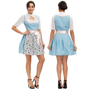 Vestido Dirndl de mujer de estilo bávaro de alta calidad, patrón único, ropa informal tejida sólida para Oktoberfest, precio OEM - Product Image 6