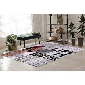 Tapis imprimé femme abstraite : Design Banksy La vie est belle, avec tapis moelleux à poils longs - Product Image 5