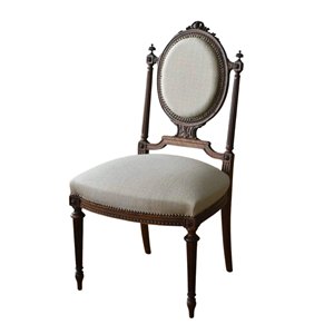 Silla de Comedor Clásica de Madera Maciza con Respaldo Ovalado Tapizado, Elegante Silla de Estilo Vintage para Hotel, Restaurante y Hogar - Product Image 2