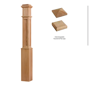 EFS Viet Nam usine de qualité supérieure 4091FP bois de peuplier boîte non finie Newel Post panneau plat détail bois massif pour escalier - Product Image 1