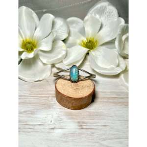 Navajo Handcrafted <b>Opal</b> & Sterling Silver Cuff <b>Bracelet</b> Fashionable Man-Made Accessory - Product Image 1