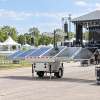 Lampadaires solaires LED IP23 avec 6 lampes LED de 150W, batterie de 23,55 kWh et mât télescopique pour sites d'urgence