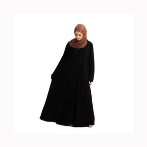 Nouveautés en gros Dubaï Turquie couleur unie simple modeste caftan vêtements islamiques Abaya musulman robes florales pour les femmes - Product Image 5