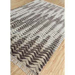 Tapis en laine noué à la main Zuri Ivory PKWL-676, motif chevrons abstrait, pour la maison, le salon, le couloir, l'entrée - Tapis rectangulaire fait main en forme de puzzle - Product Image 2