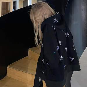 Sudadera con capucha-Dark Sportswear Trend Full of Rhinestones Stars Street Hip Hop 100% Poliéster - Product Image 4