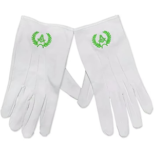Gants en coton 100% de haute qualité, logo maçonnique brodé personnalisé, parade, blanche, régaliens maçonniques, homme, franc-maçon - Product Image 2