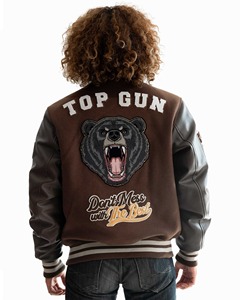 Oem Manufacturer High Quality Chenille Embroidery Men College Custom <b>Baseball</b> <b>Bomber</b> Letterman Crop Leather Varsity <b>Jacket</b> - Product Image 4