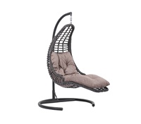 Fauteuil suspendu œuf en rotin PE moderne fait main pour extérieur, mobilier d'hôtel, balançoire de patio en osier avec support métallique Kugu Sile
