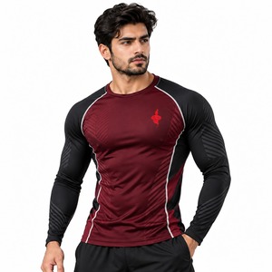 Comfortable Athletic Fit Breathable Construction Moisture Wicking <b>Men</b> <b>Rash</b> <b>Guard</b> Made With Stretchable Polyester Fabric - Product Image 1