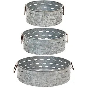 Bandeja de flores de cubo de Oliva de hierro galvanizado de estilo tradicional para decoración de jardín y hogar con estilo Ins - Product Image 2