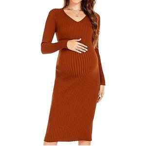 Robe de maternité décontractée à manches longues pour l'été, respirante, pour l'allaitement, vêtements de grossesse pour maman - Product Image 3