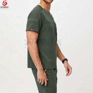Conjunto de uniforme unisex personalizado cuello redondo, pantalones para correr con estampado informal de verano, trajes médicos de hospital para médicos y pacientes - Product Image 4